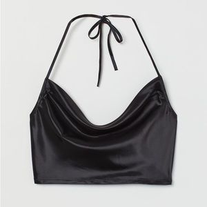 NWT H&M Satin Cowl Halter Crop Top